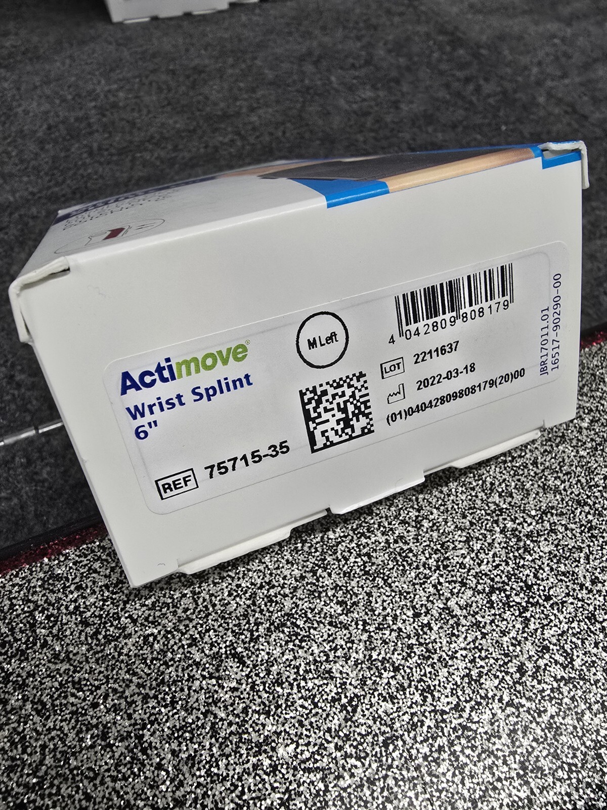 ACTIMOVE PROFESSIONAL LINE WRIST SPLINT 6 INCH, LEFT HAND, MEDIUM, BLACK, NEW