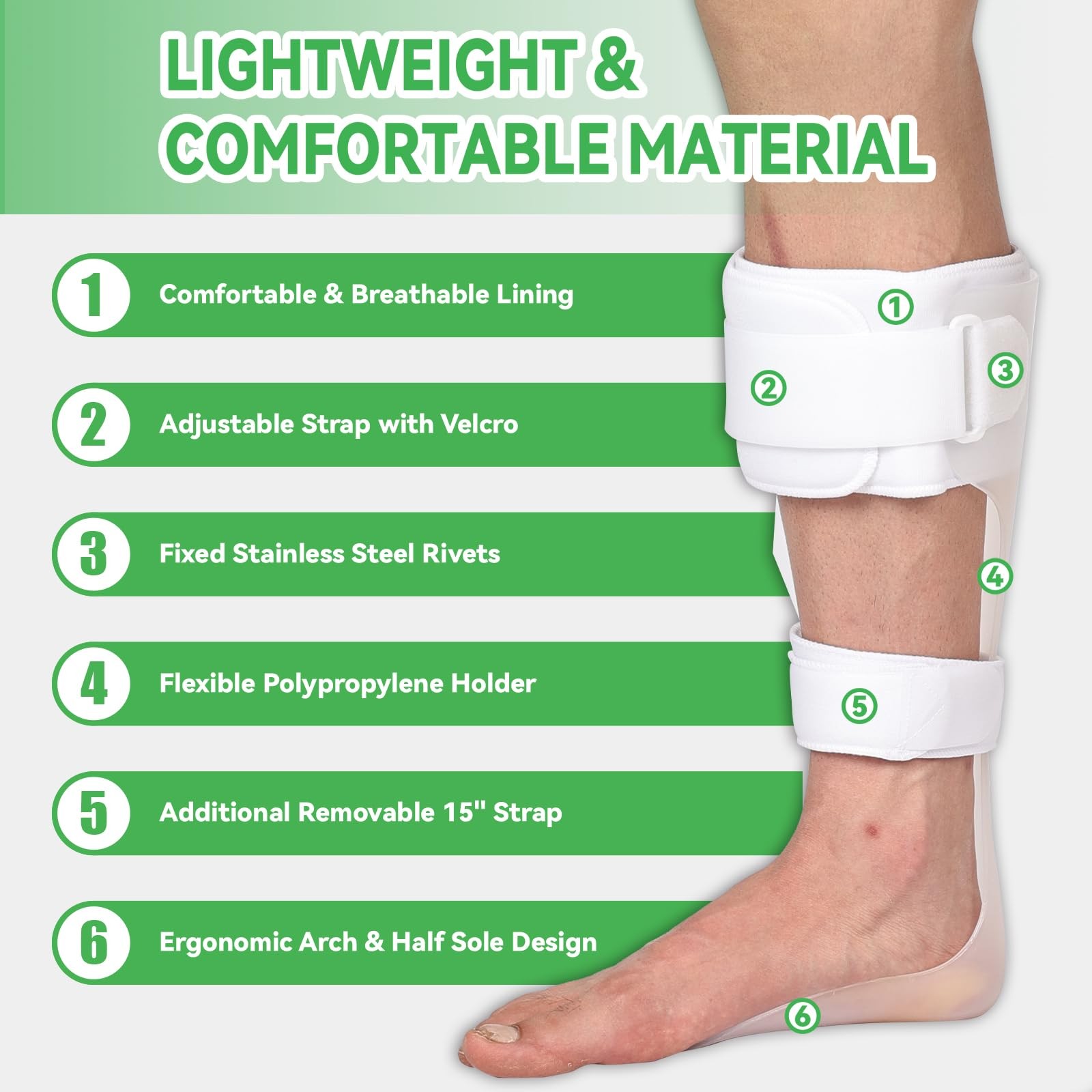 AFO Drop Foot Brace HalfSole Support For Stroke MS Hemiplegia XLRight