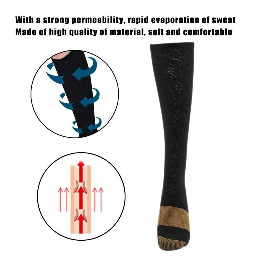 3 Pairs Copper Infused Compression Socks 20-30mmHg Graduated Mens Womens S-XXL