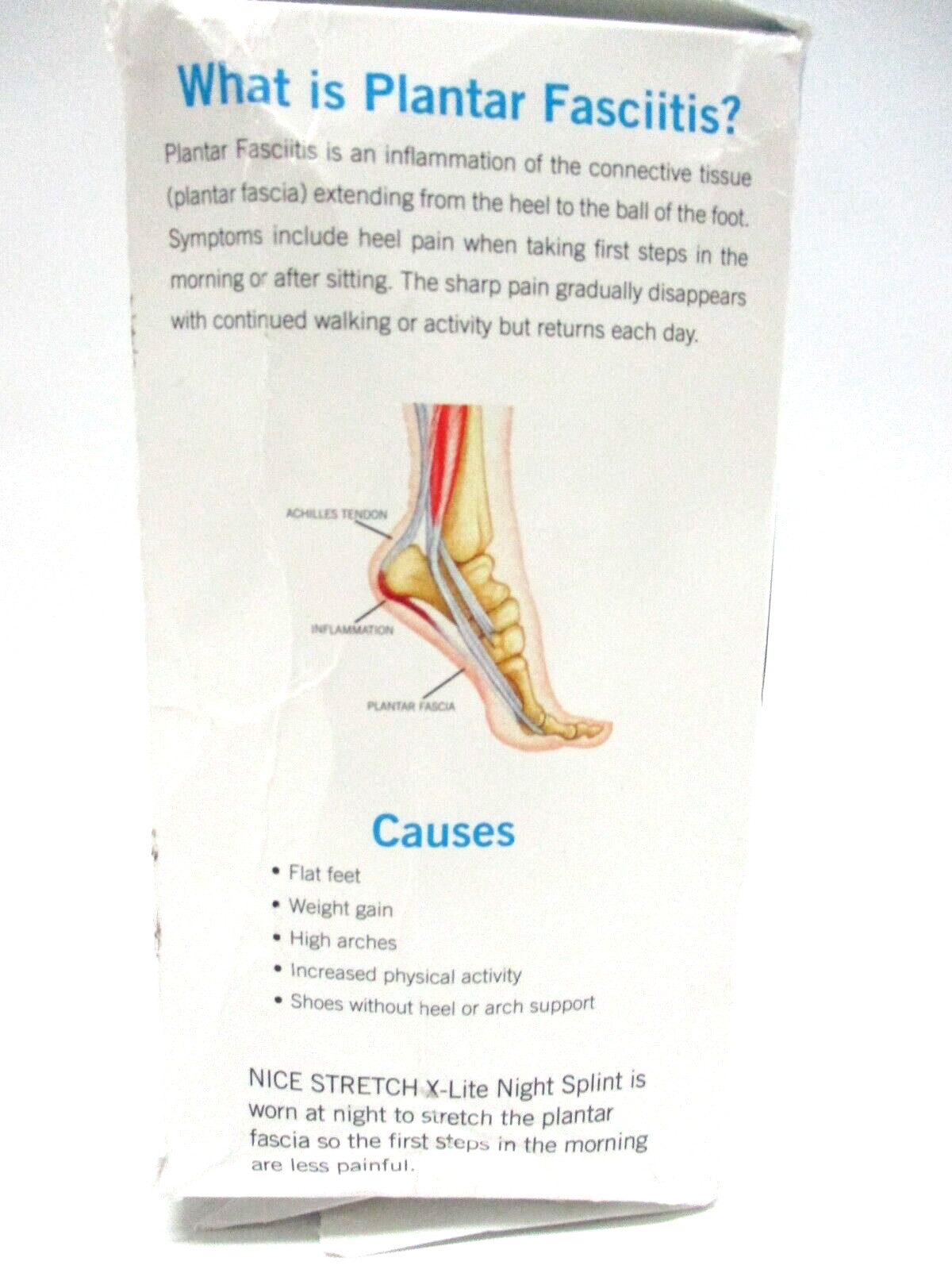 Nice Stretch X Lite Night Splint – Plantar Fasciitis & Achilles Tendon -Preowned