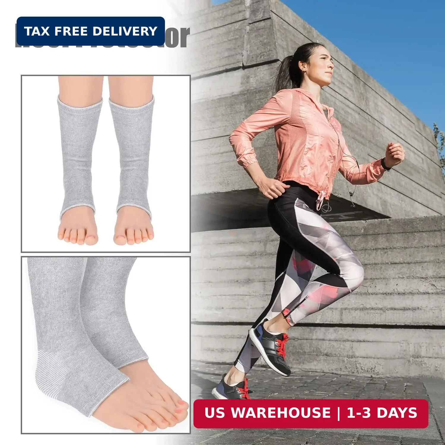 2 Pairs Bamboo Compression Socks, Soft Bamboo Foot Ankle Sleeves, Suitable FAST