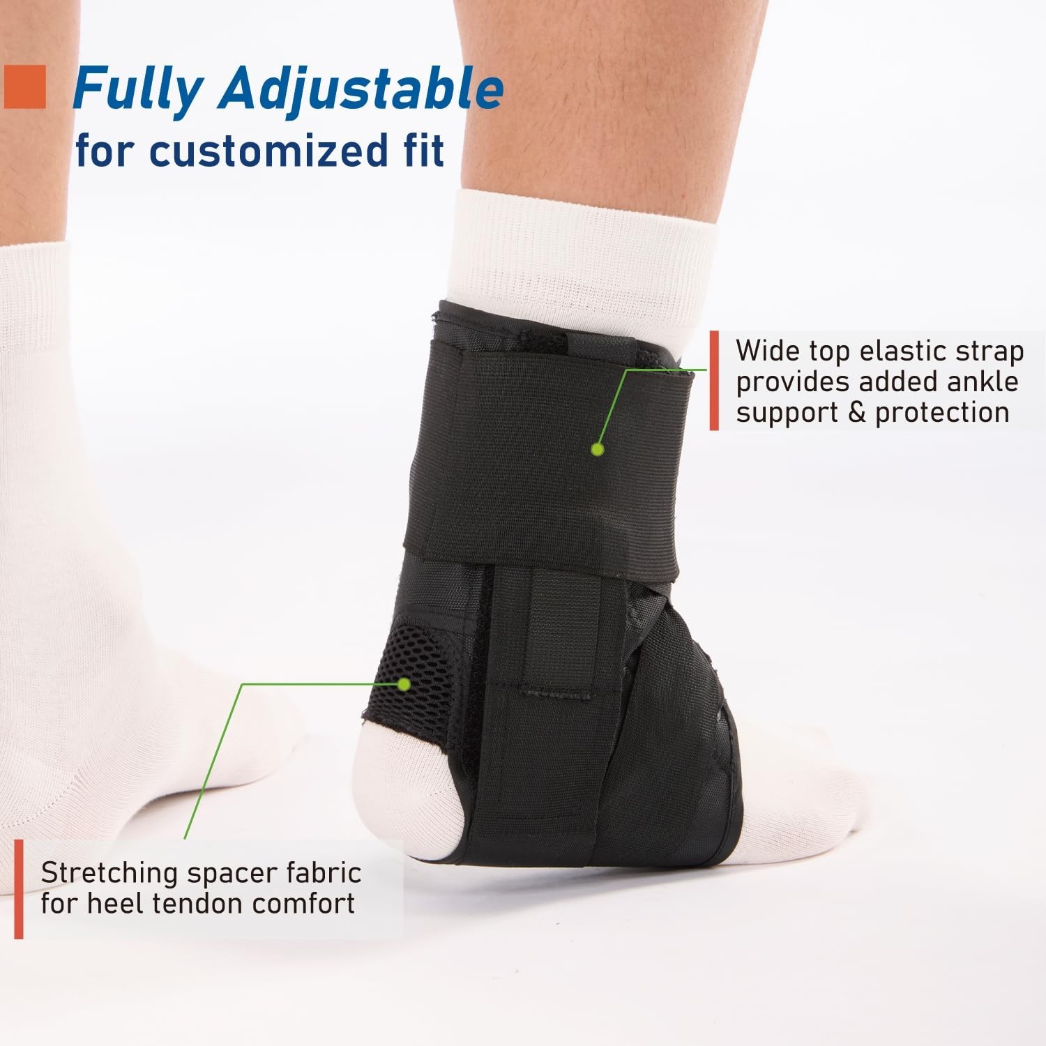 Lace-Up Ankle Brace for Sprained Ankle, Adjustable Stabilizer for Injury Reco…