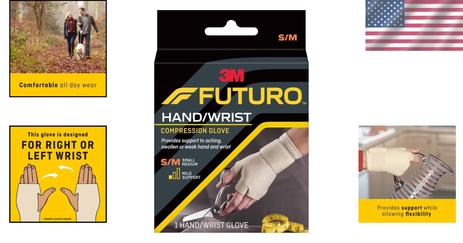 Adjustable Compression Glove – Comfort for Aching Hands & Wrists, Size S/M