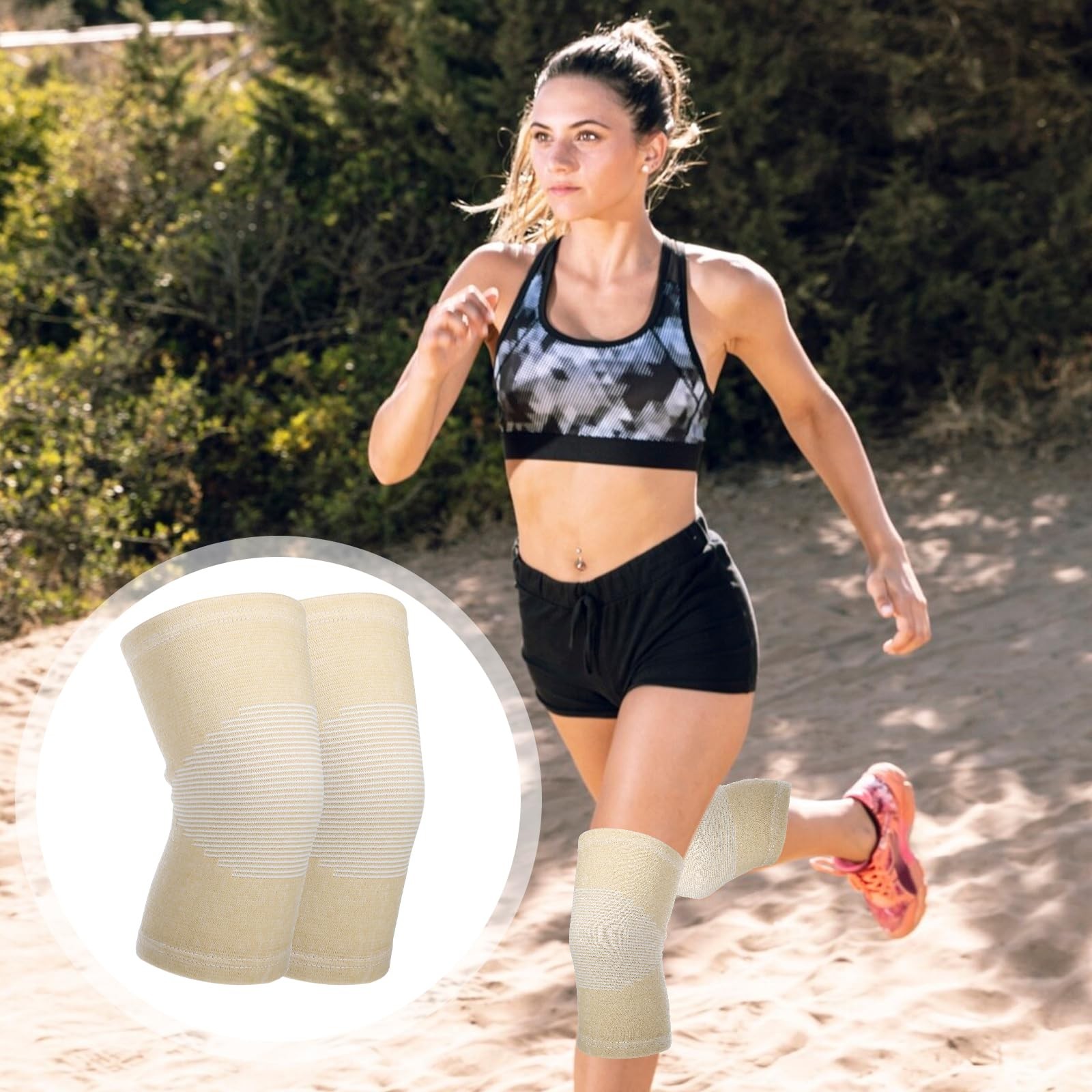 Bamboo Knee Sleeve, Elastic Compression Knee Brace Breathable Knee Pads Leg S…