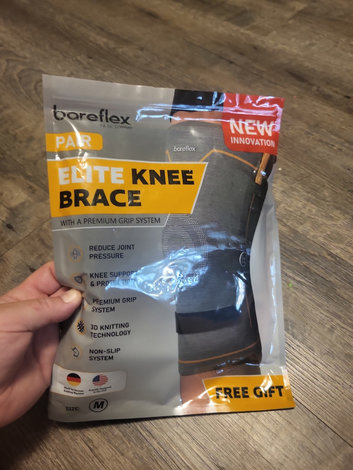 bareflex 2-Pack Elite Compression Knee Brace/Sleeves – Sz Medium