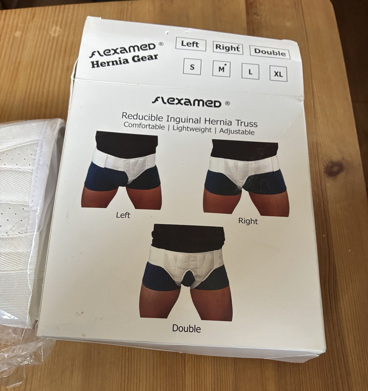 FlexaMed Inguinal Hernia Belt Gear Groin White Right Medium 32-36 New Open Box
