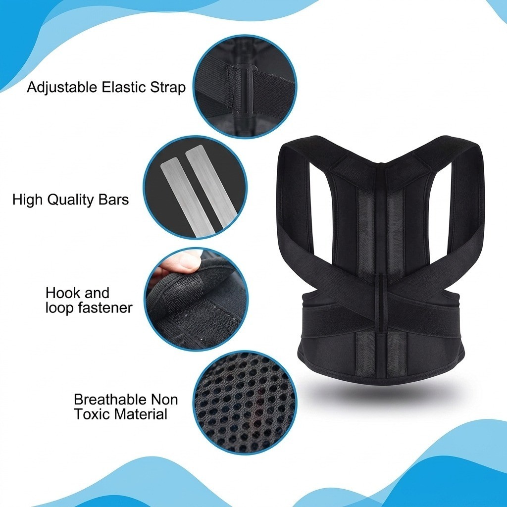 Male Female Adjustable Posture Corrector Corset Back Brace Belt Lumbar Support S