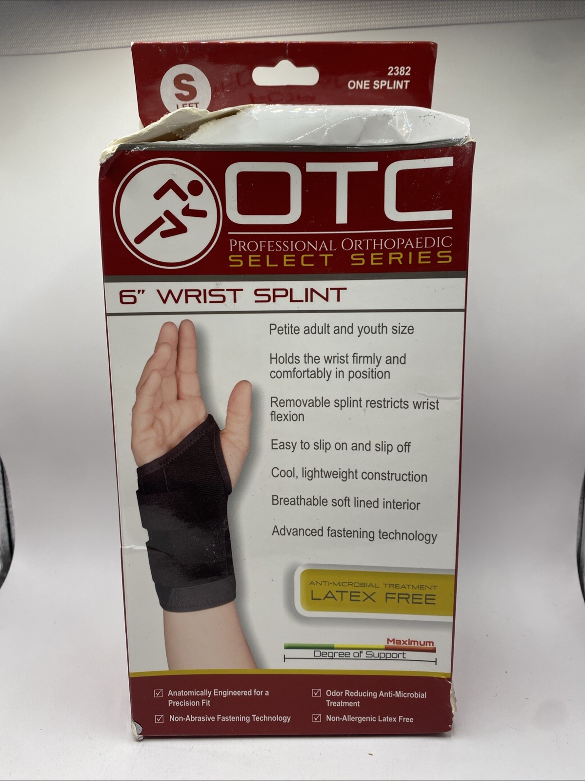 OTC 6″ Wrist Splint LEFT Wrist Size Small Lightweight Breathable