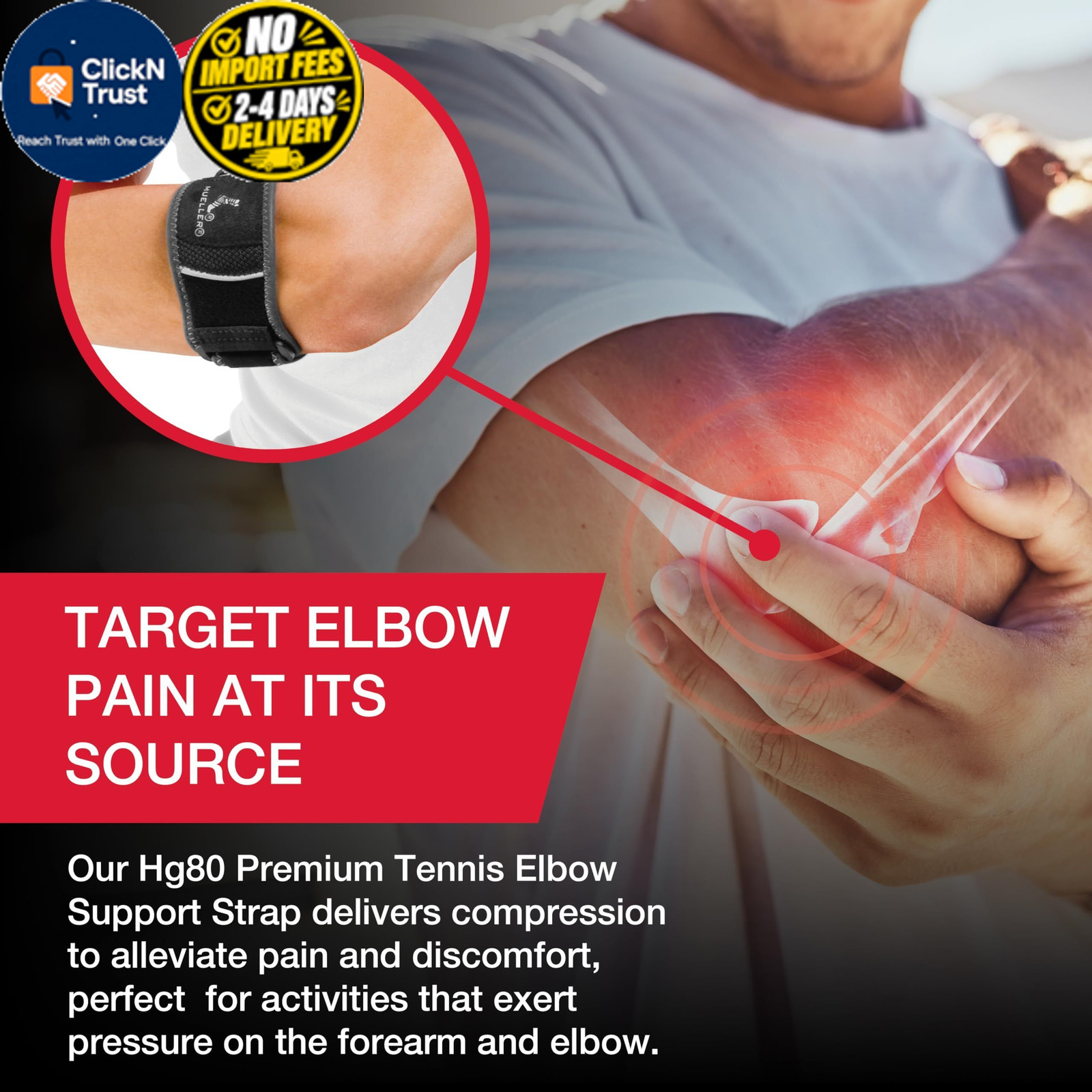 MUELLER Sports Medicine Hg80 Premium Tennis Elbow Small/Medium, Black