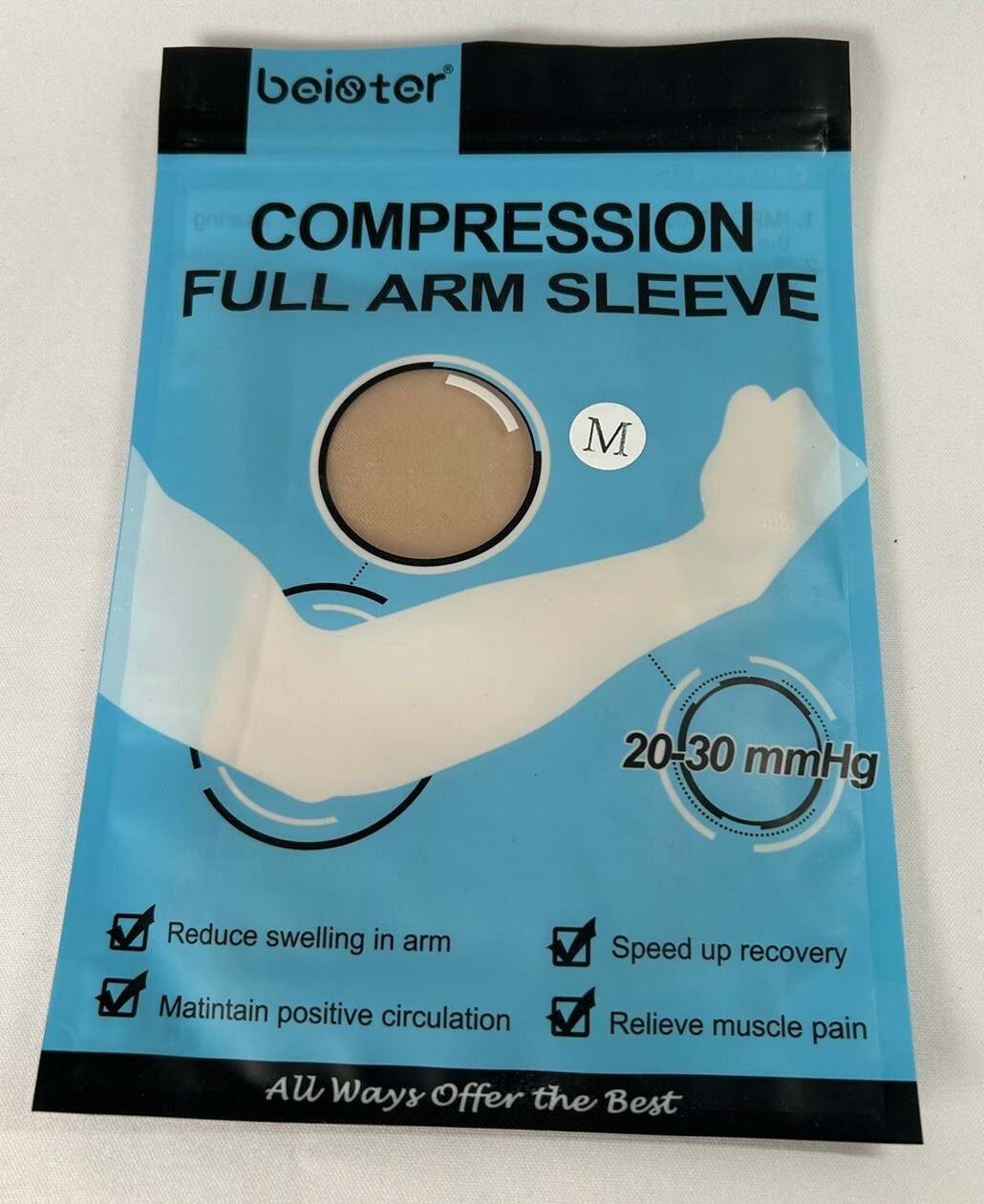 Boistor Full Arm Sleeve Compression Size Medium Beige New