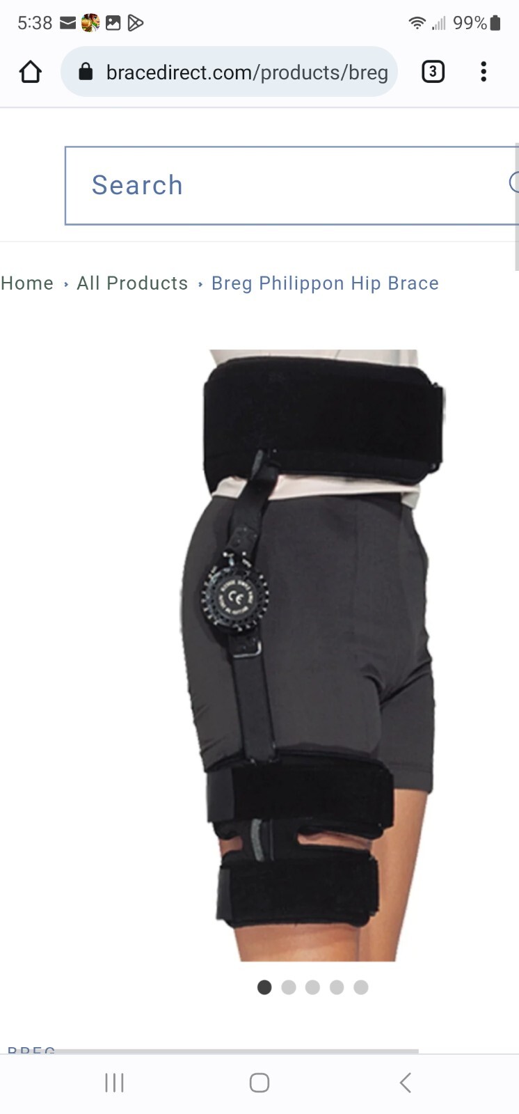 Breg Philippon Hip Brace Regular Right Post Op Arthroscopy Surgery AT090205