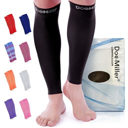 Compression Calf Sleeve for Men & Women – 20-30mmHg Large REGULAR Black