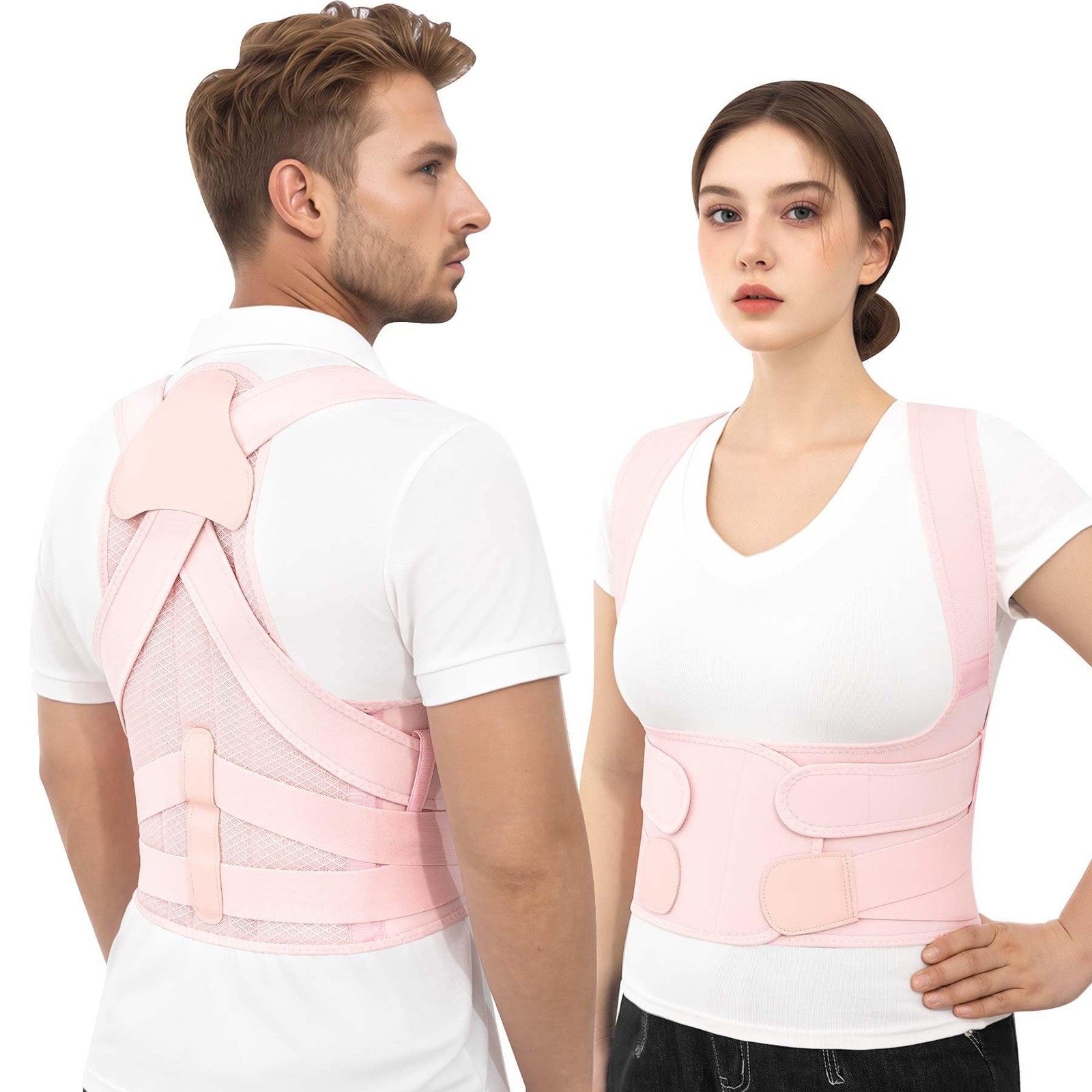 QFE Posture Corrector for Women and Men Back Brace XX-Large, Pink