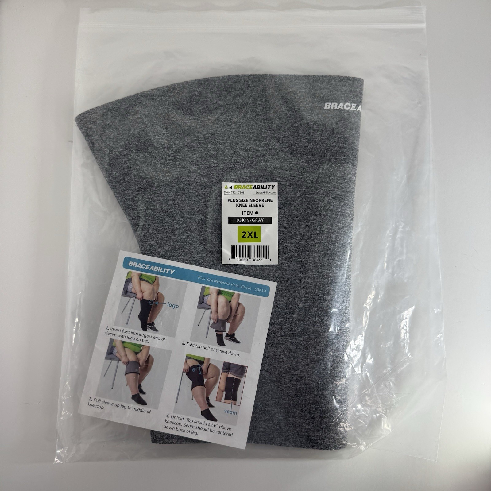 2XL Neoprene Knee Sleeve Arthritis Support for Large Legs Gray Unisex New