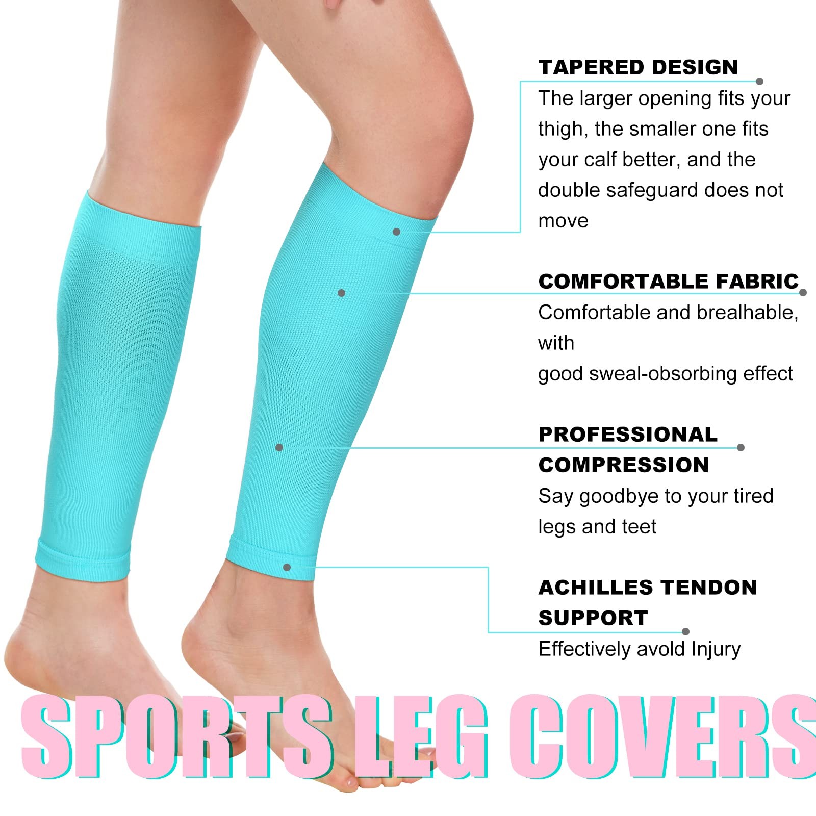 6 Pairs Calf Compression Sleeve Footless Compression Stockings Elastic Leg Sl…
