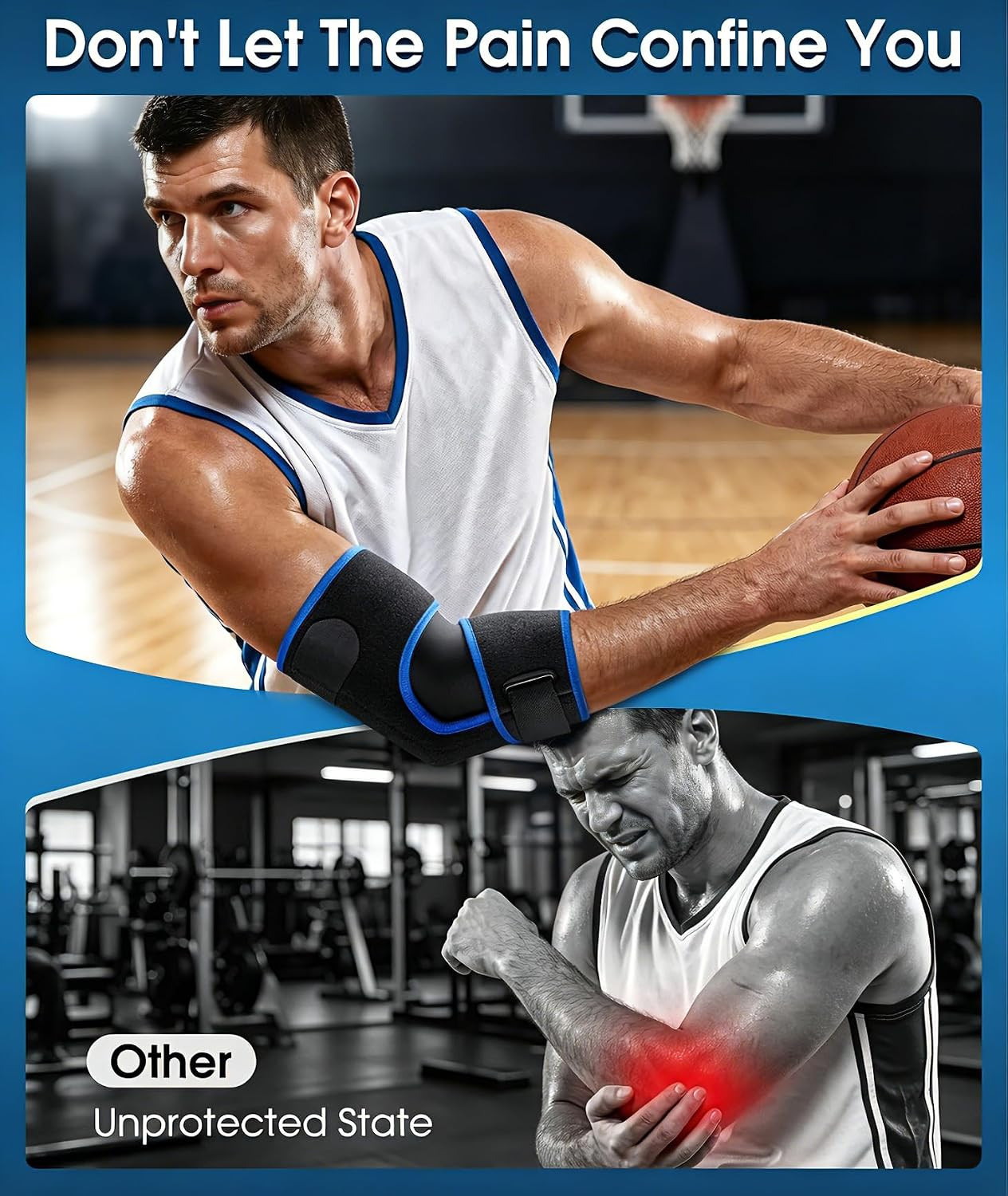 Adjustable Elbow Brace for Tendonitis, Tennis & Golfer’S Elbow – Fits Most Compr
