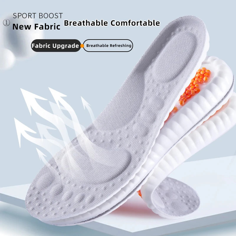 New Sport Insoles For Shoes High Elasticity Triple Shock Absorbing Sole Pad PU M