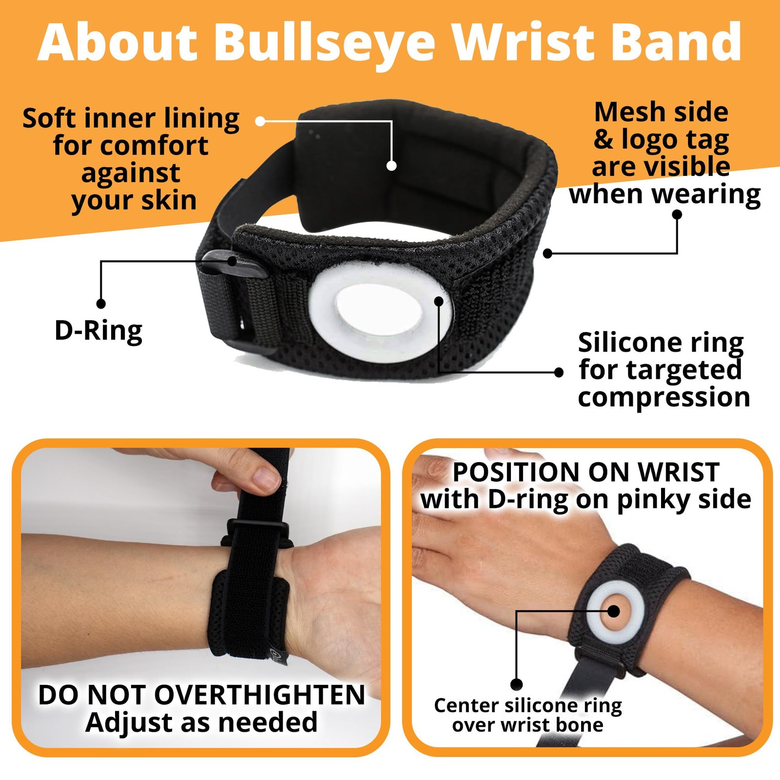 BULLSEYE Wrist Band – Silicone Ring Provides Pain Relief From TFCC Injury |