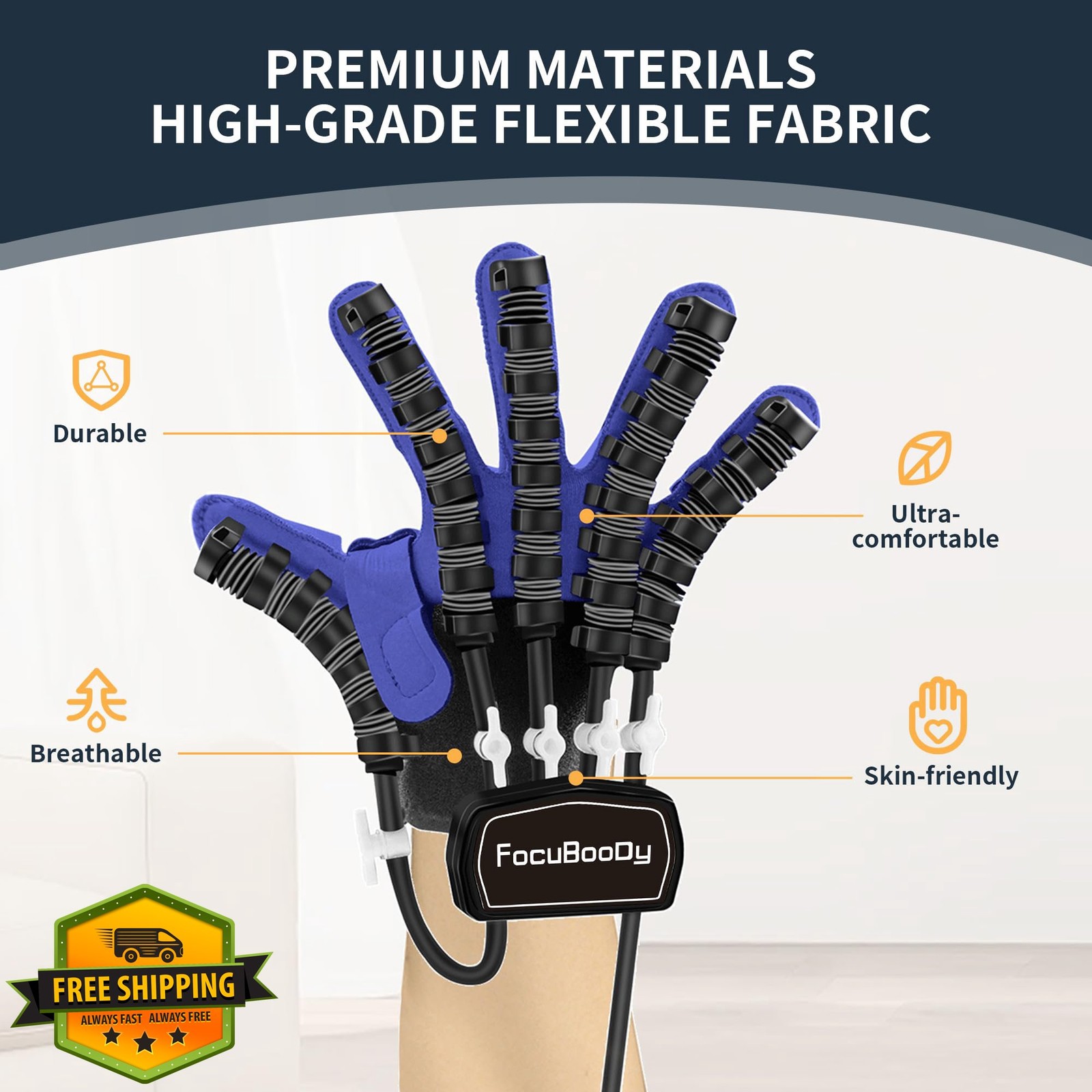 FocuBoody Blue Right Hand M Rehab Robot Glove