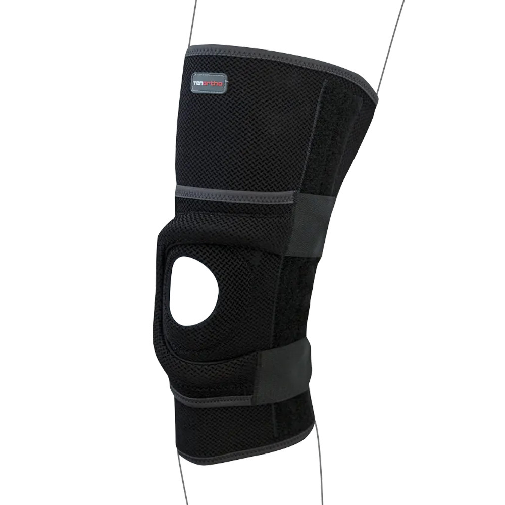 Tenortho Newmesh Left Knee Pad with Slats and Dynamic Stabilizer Black