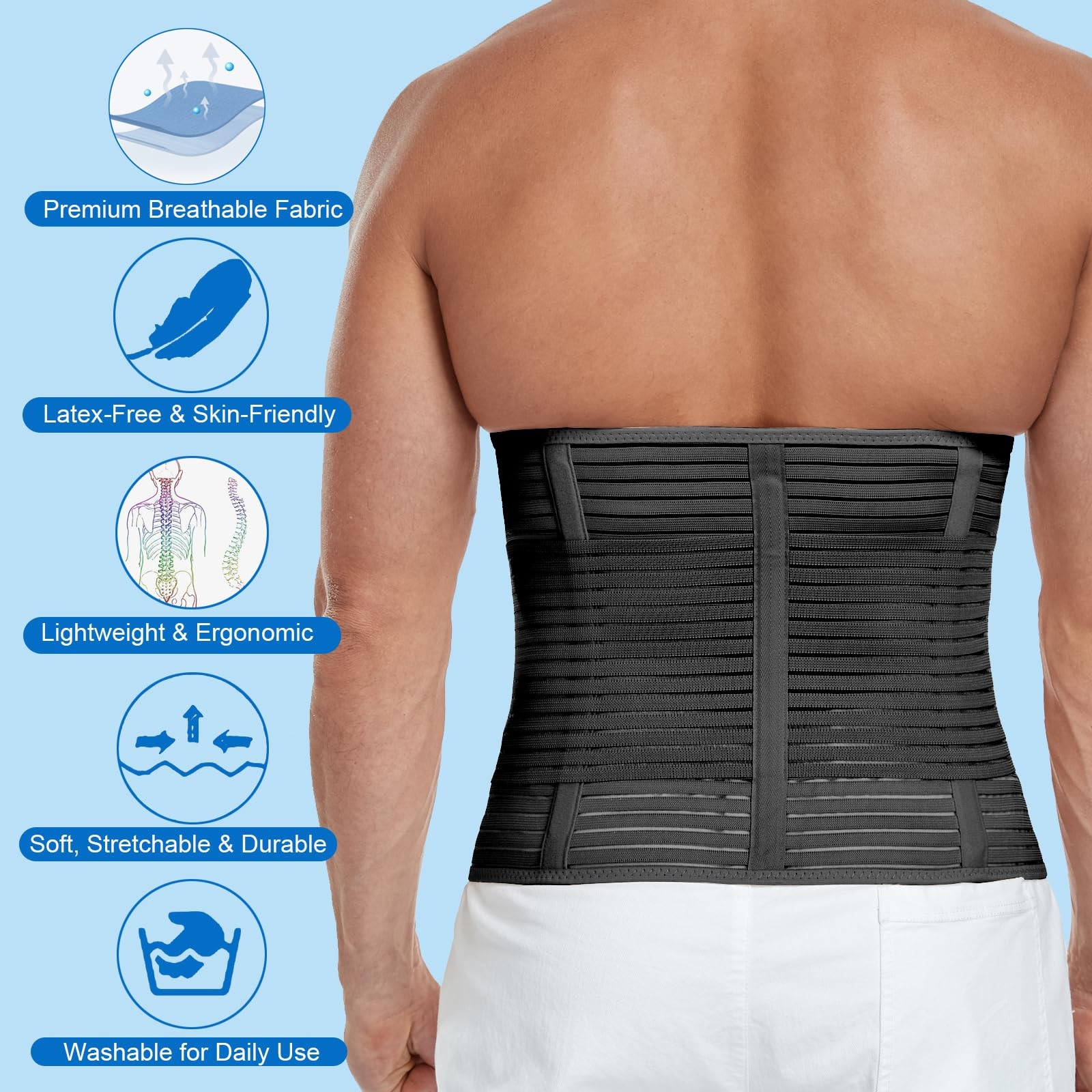 Abdominal Binder, 12-Inch Wide Elastic Belly Wrap for Plus Size Men and Women…