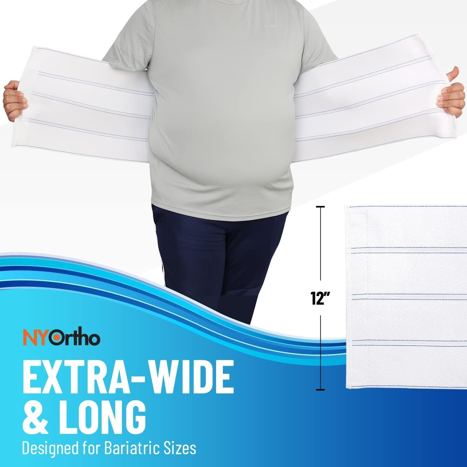 Bariatric Abdominal Binder 12″ Wide Elastic Belly Wrap for Plus-Size Post-Surger