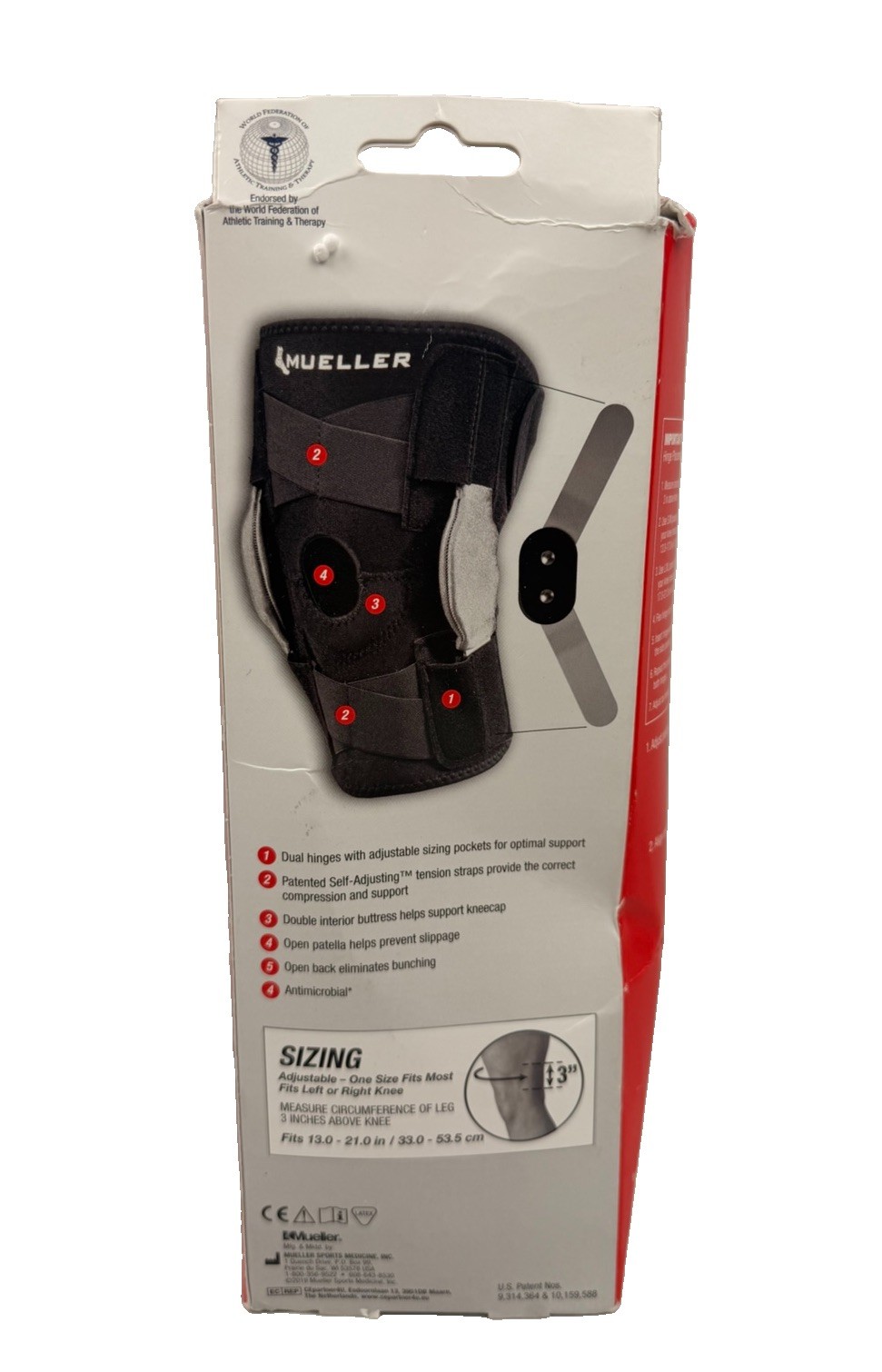 Mueller Sports Medicine Self Adjusting Knee Brace| One Size, Black | Brand New