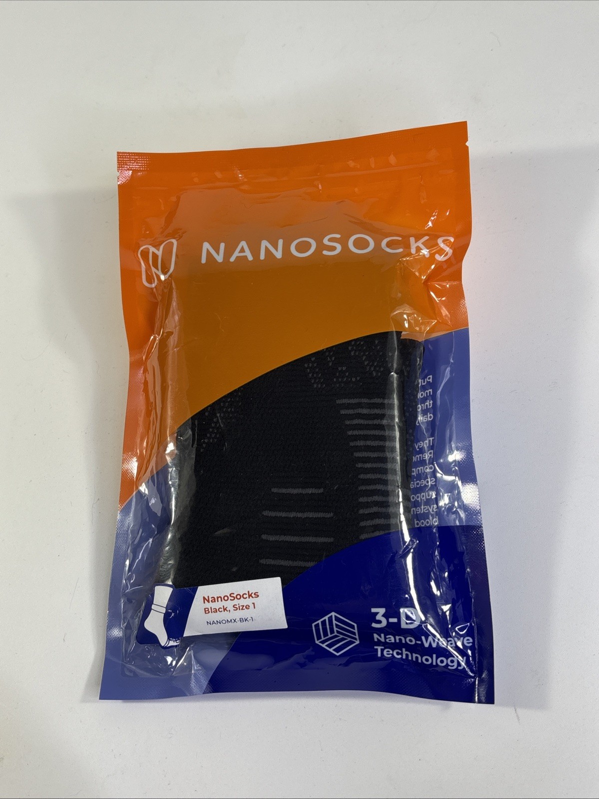 New & Sealed NANOSOCKS 3D Nano-Weave Black Compression Socks Size 1 NANOMX-BK-1