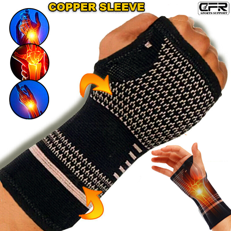 Copper Wrist Support Brace Compression Sleeve Arthritis Carpal Tunnel Hand B