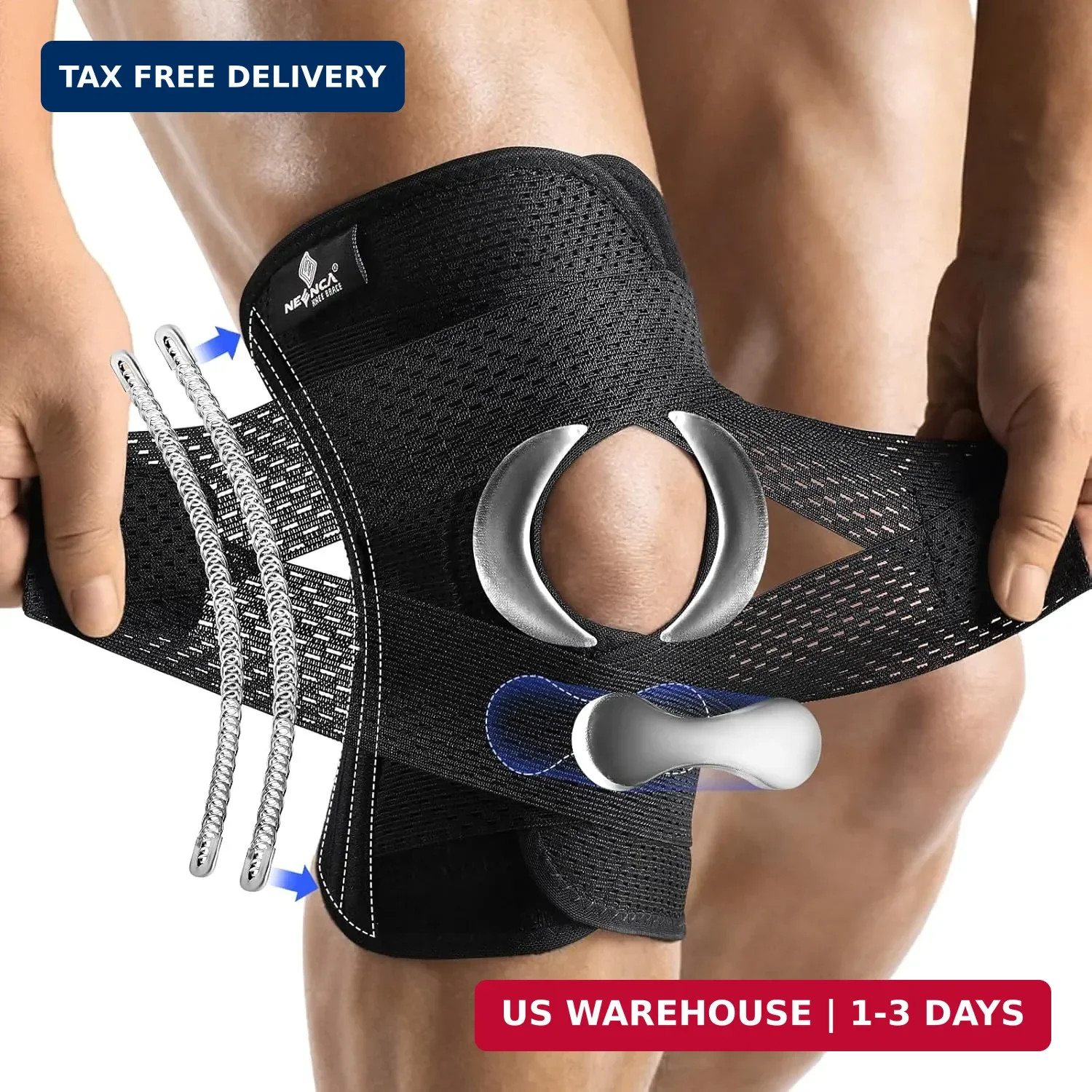 NEENCA Knee Brace for Knee Pain, Compression Knee Support with Air Mesh Fabric,