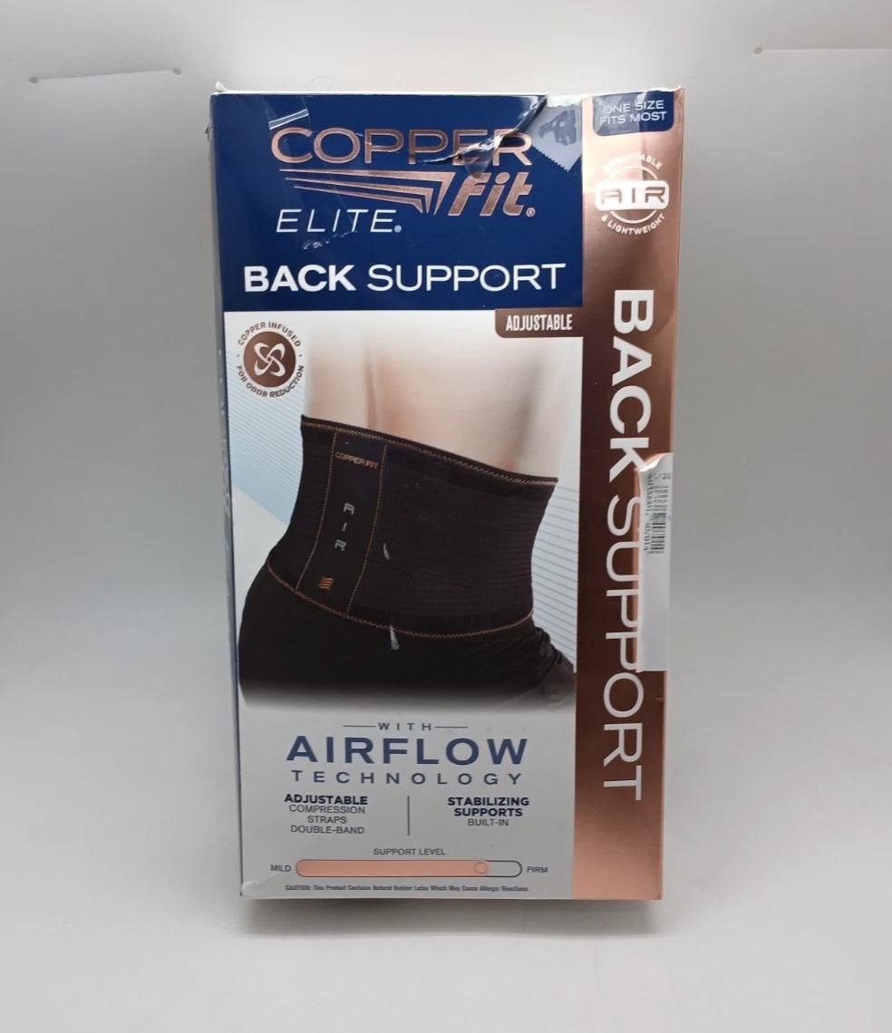 Copper Fit Elite Lumbar Back Support Brace Adjustable Compression One Size