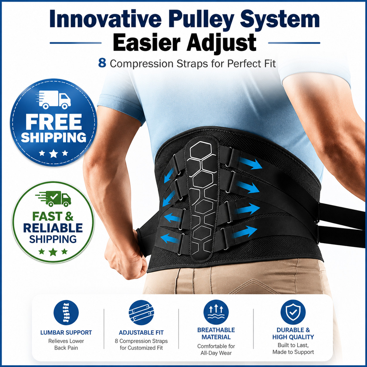 Copper Fit X-Back Brace for Lower Back Pain, Lumbar Support, All Sizes