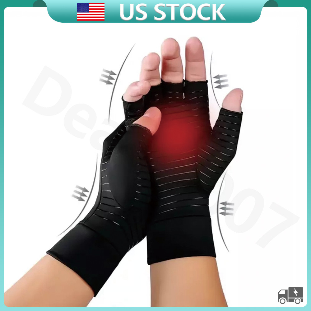 1 Pair Copper Arthritis Compression Gloves Hand Support Pain Relief Joint Self