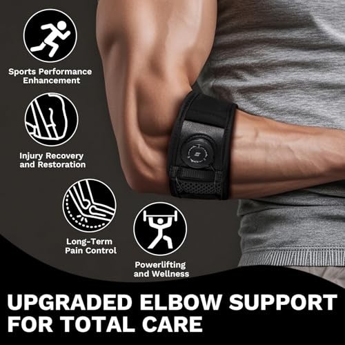 Adjustable Tennis Elbow Brace for Tendonitis & Golfer’s Elbow Relief – One Size