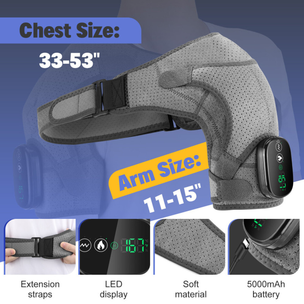 Electric Shoulder Massager W/ 3Vibration 3Heated Massage Brace Joint Pain Relief