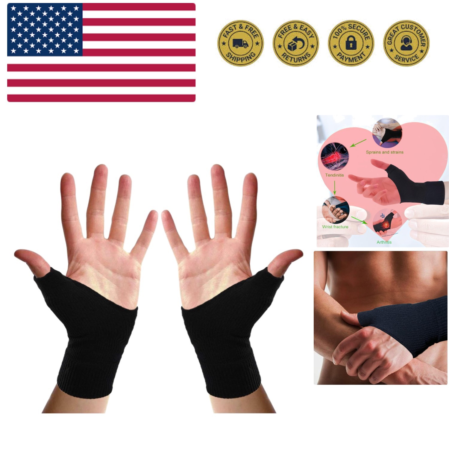 Thumb Arthritis Wrist Brace Compression Gloves,Comfort Fingerless Crocheting …