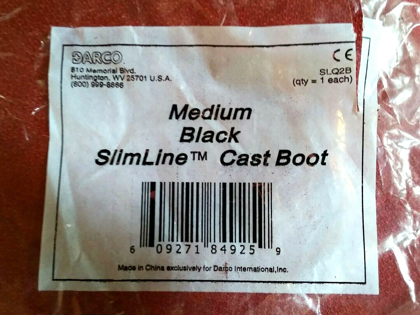Darco Slim Line Walking Cast Boot, Square Toe, Black, Size Med – Pn SLQ2B – New!