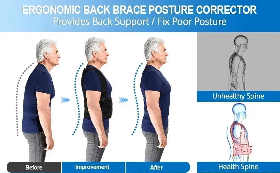 Adjustable Posture Corrector Brace Spine Support Men and Women Upper Back Use