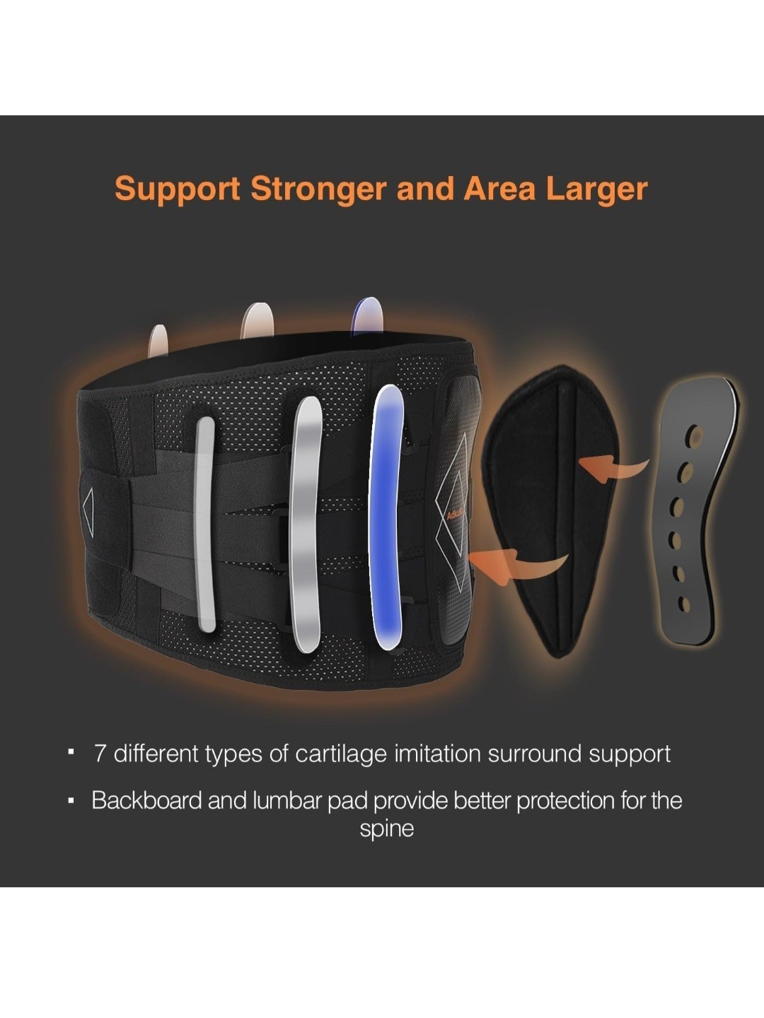 Back Support Belt Adjustable Triple Elastic System 7x Lumbar (X-Large)