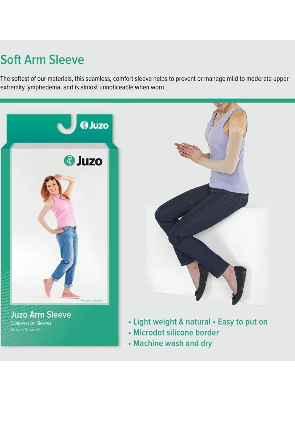 Juzo Soft 2002 30-40 mmhg Max Armsleeve with Silicone Top Band for Women SIZE XS