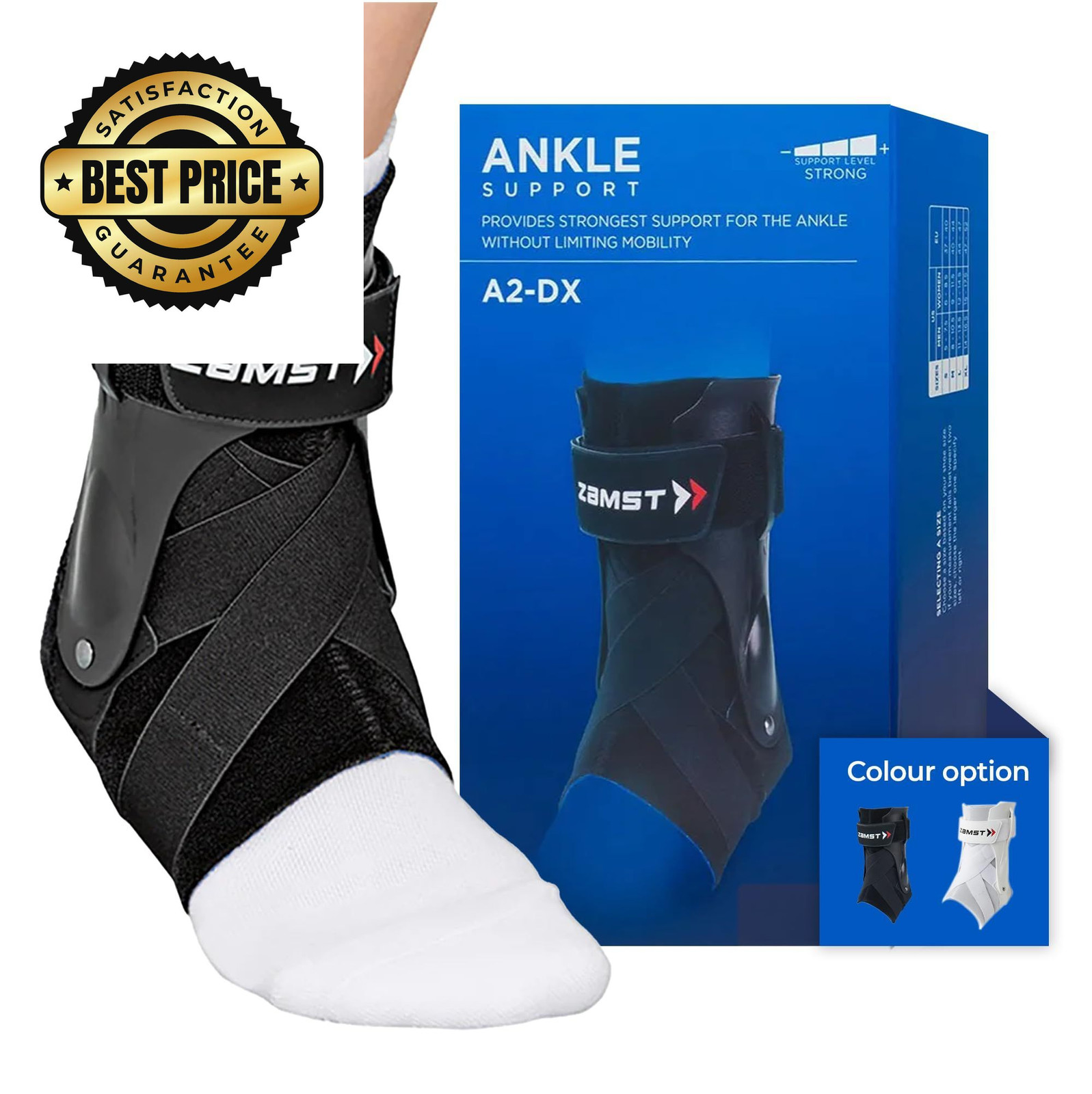 Zamst A2-DX Black Ankle Brace for Sport – Breathable Sports Medium,