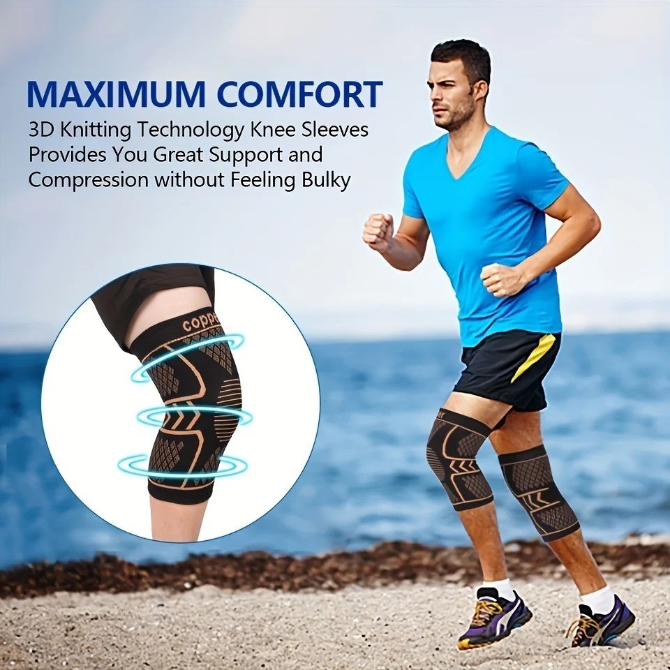 2 PCS Compression Knee Brace for Men, Women, Copper Compress Sleeve Top Quality