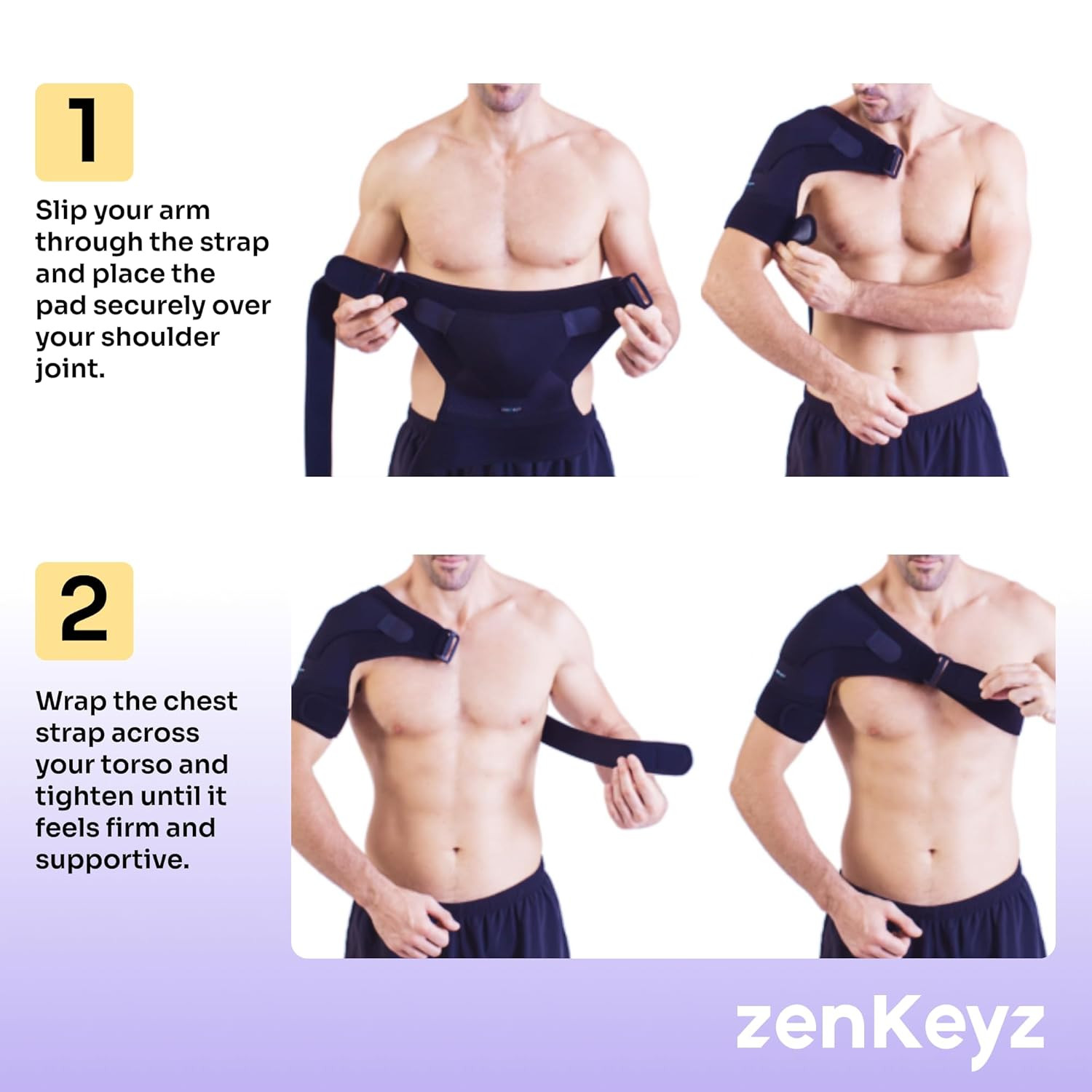 Shoulder Brace for Torn Rotator Cuff – Women & Men – Black, S/M – Neoprene Compr