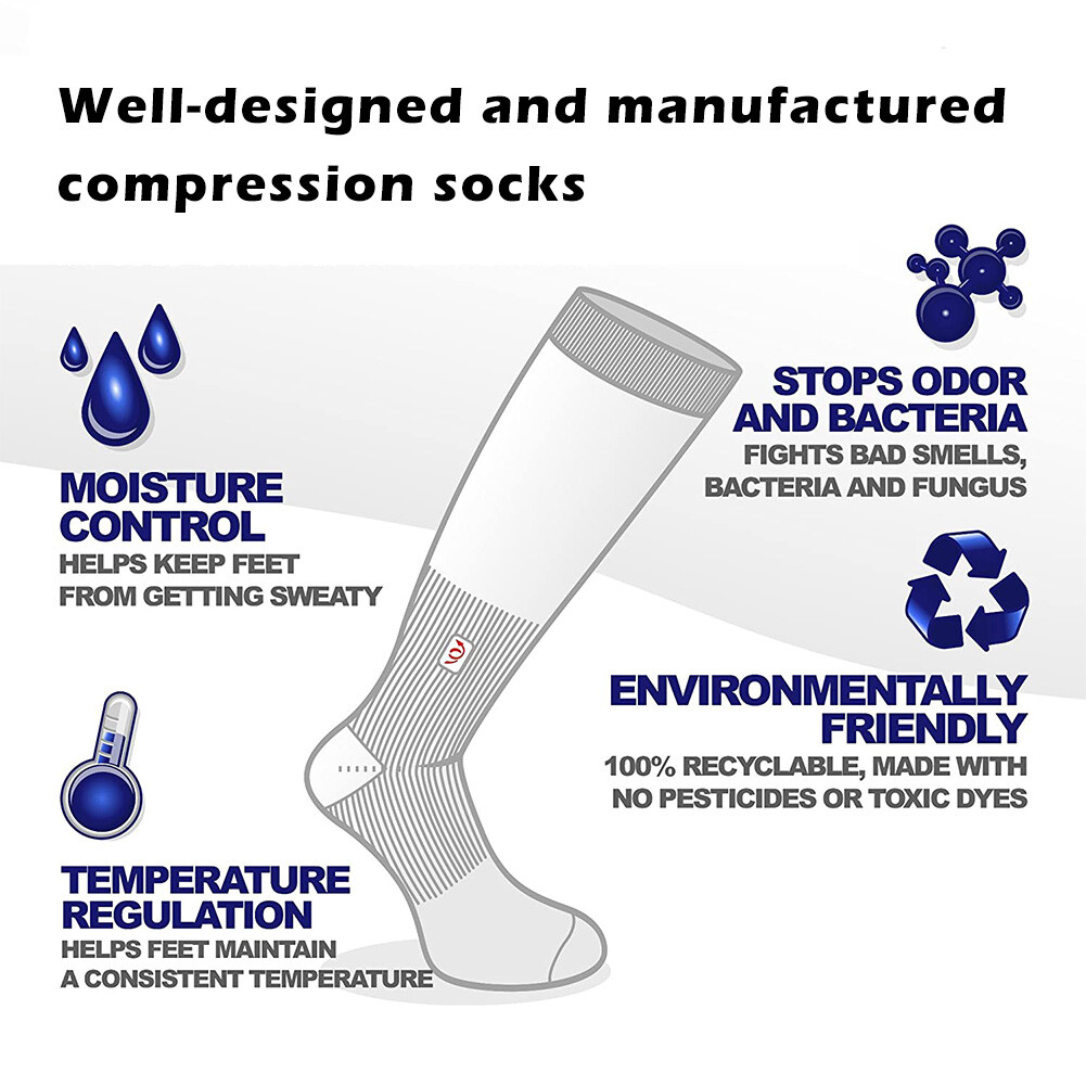 Top-Quality Compression Socks Reduce Fatigue, Soreness, Prevent Injuries S~XXL