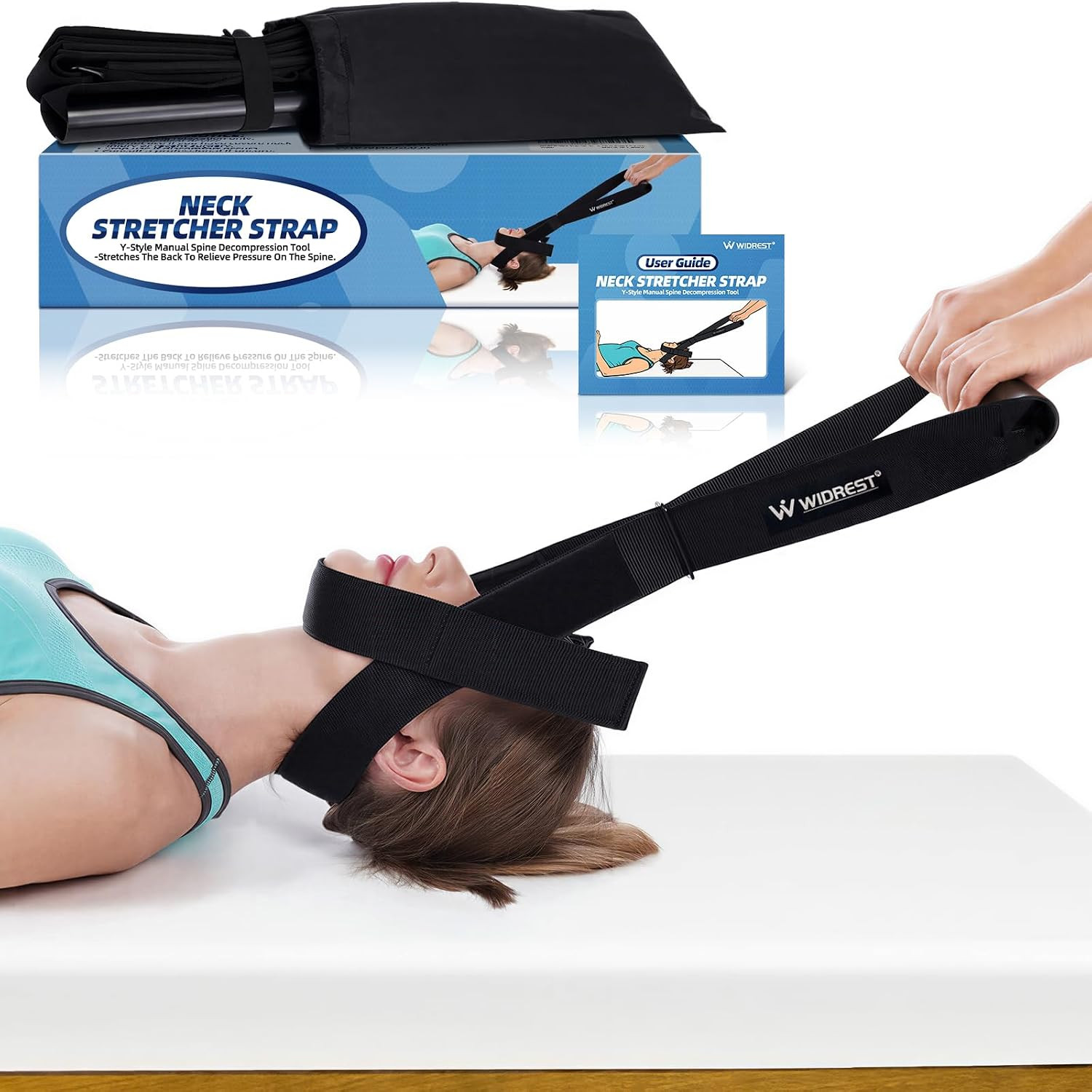 Neck Stretcher Strap, Spine Chiropractic Decompression Tool with Chin Belt, Cerv