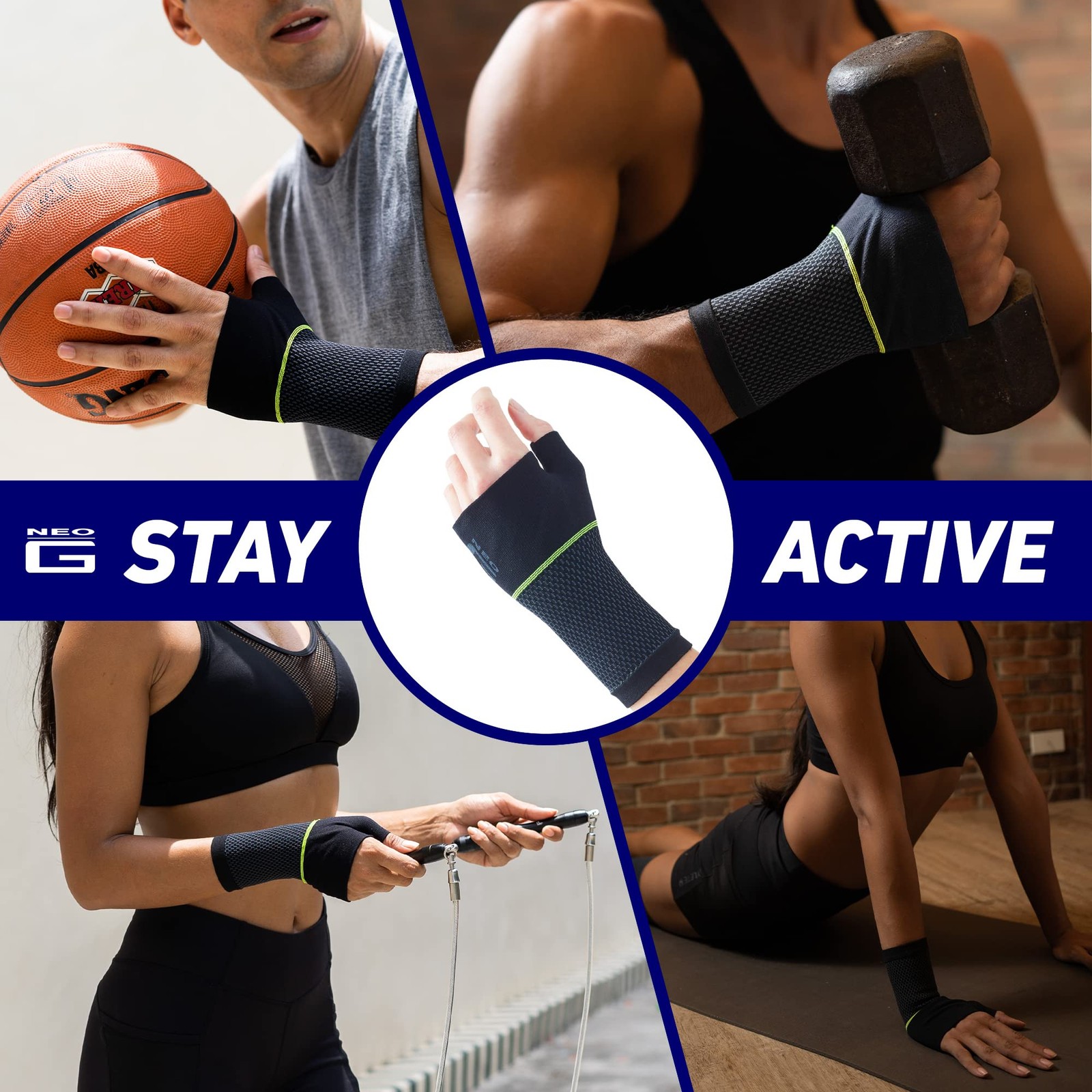 Neo-G Active Wrist Support – For Large: 19 – 23 CM/7.5 – 9.1 IN, Black