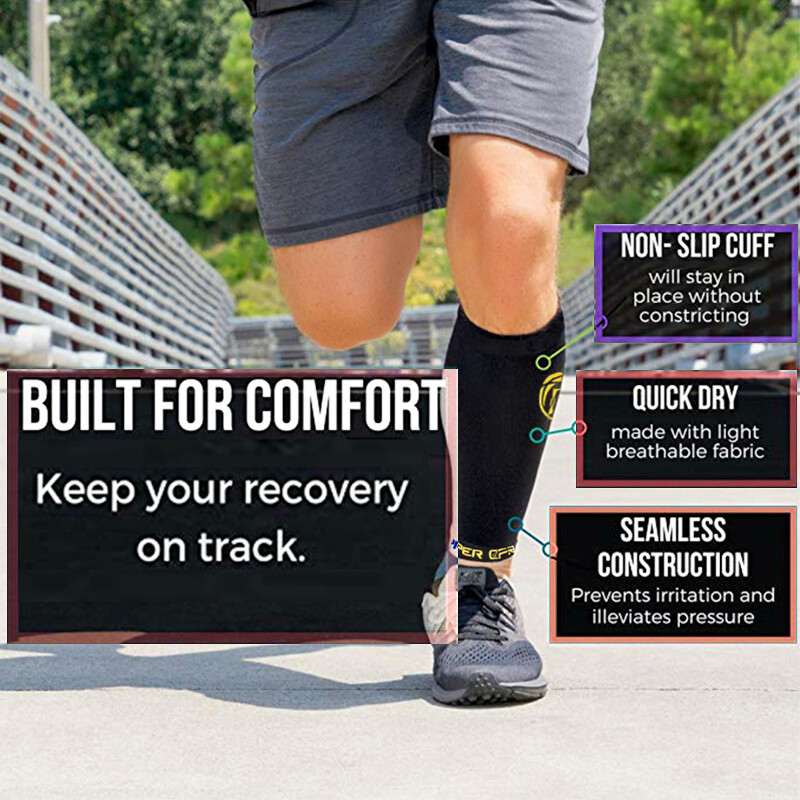 1 Pair Copper Sport Compression Calf Sleeve Running Leg Support Brace Shin US