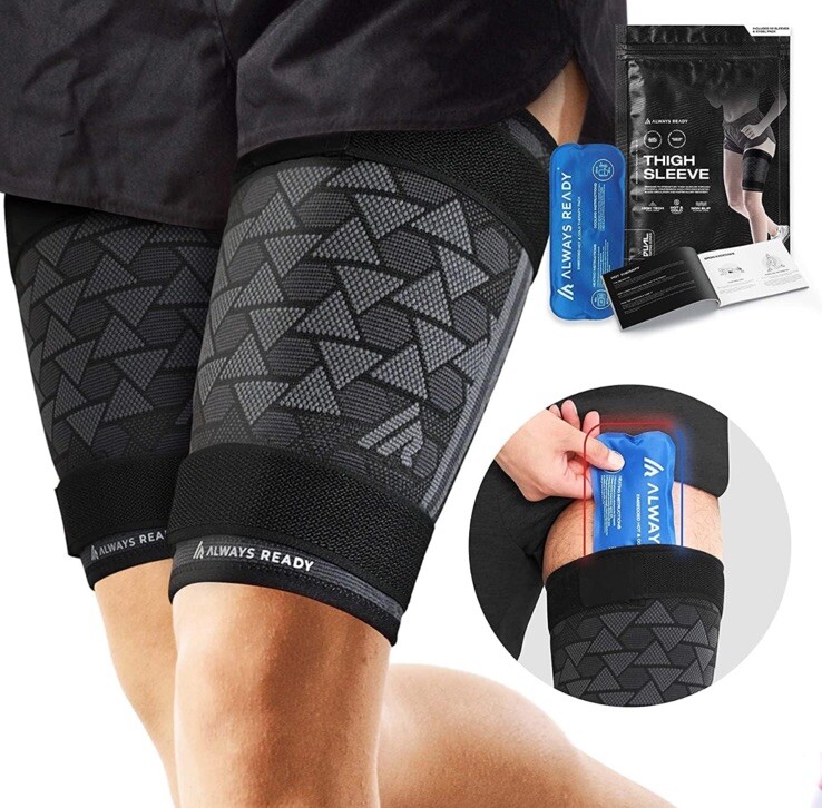 Always Ready Thigh Compression Support Sleeve (2 Per Pack) Hot & Cold Gel XXL