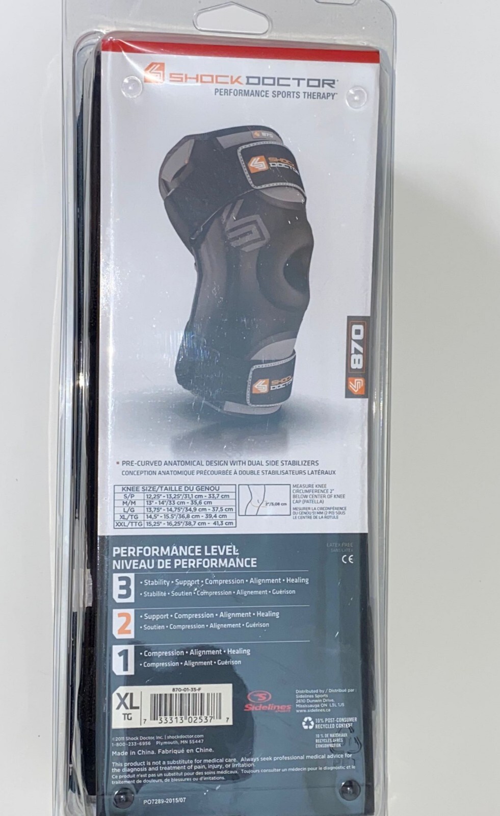 Shock Doctor Ultra Knee Support /Bilateral Hinges – Adult. Black, XL 14.5-15.5”