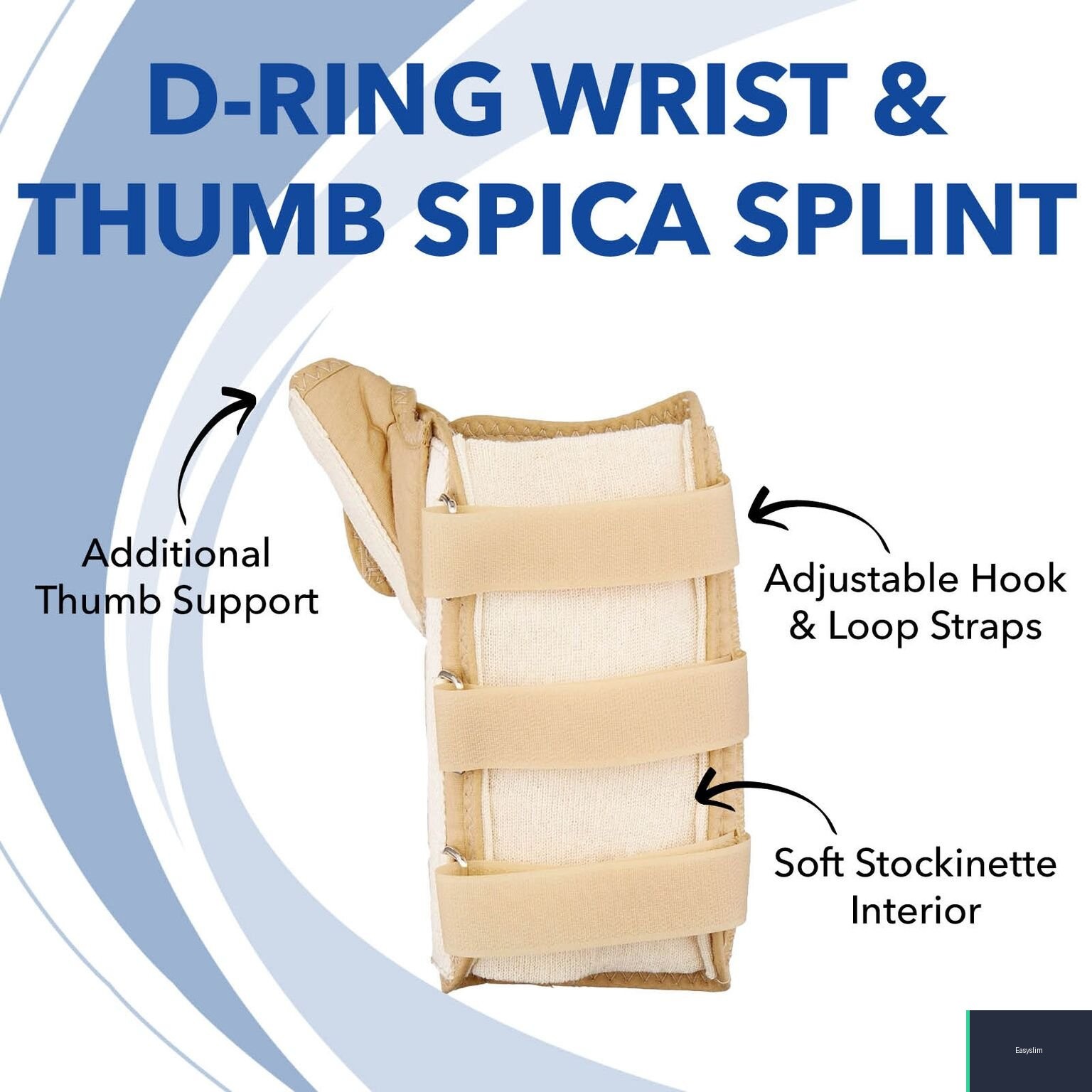 D-Ring Wrist and Thumb Spica Splint Support Brace, Left Hand, X-Small